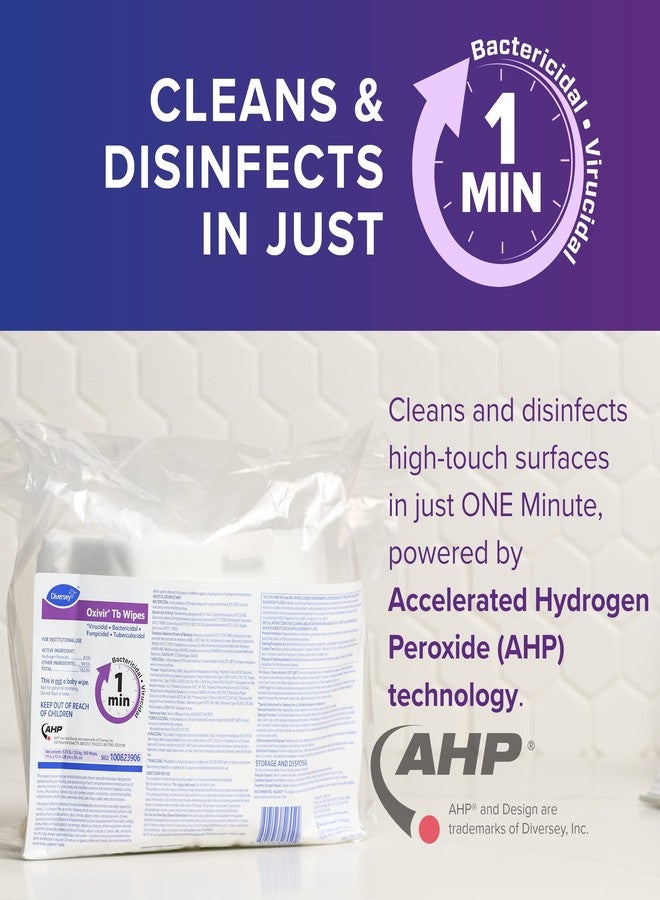 Oxivir Diversey Tb 100823906 Ready-to-Use Disinfectant Cleaning Wipes Refill Pouch, Accelerated Hydrogen Peroxide AHP, 11x12-Inch Extra Large Size Sheets, 160-Wipes, 1-Refill Bag - Image 3